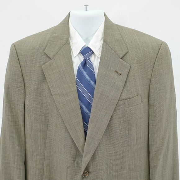 Hart Schaffner Marx Green Tan Nailshead Wool Sport Coat 2 Button 42L - Picture 1 of 11